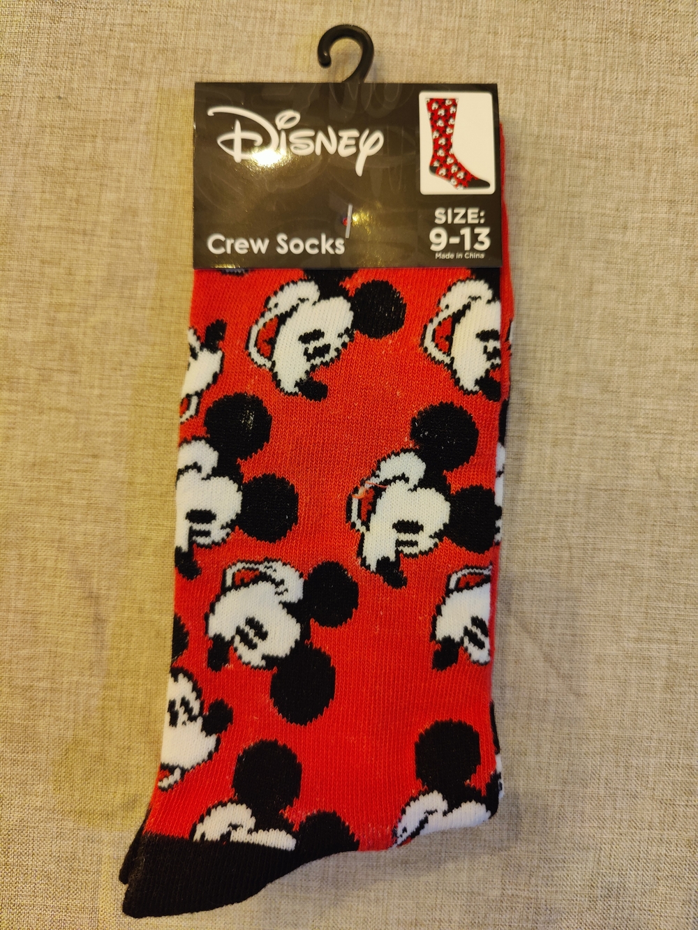 NWT Disney Red Crew Socks with Mickey Mouse Faces